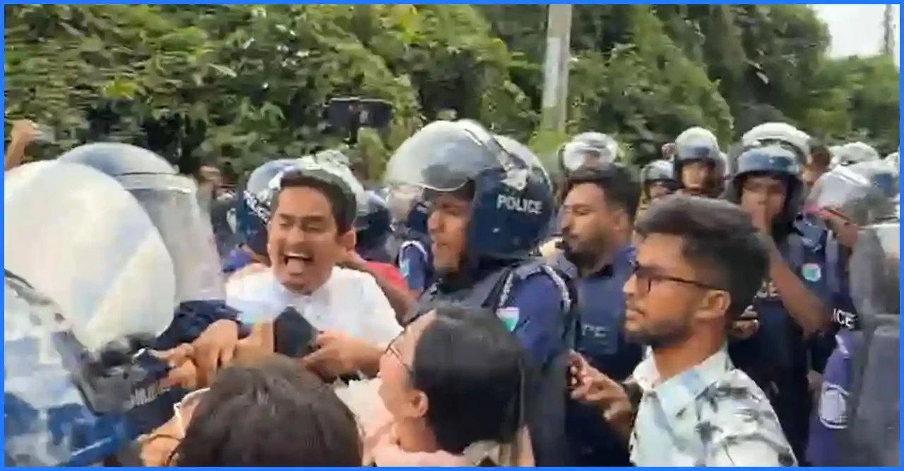 শ্রীমঙ্গলে পুলিশের সঙ্গে হাসনাত-নাসীরুদ্দীনের সঙ্গে ধাক্কাধাক্কি